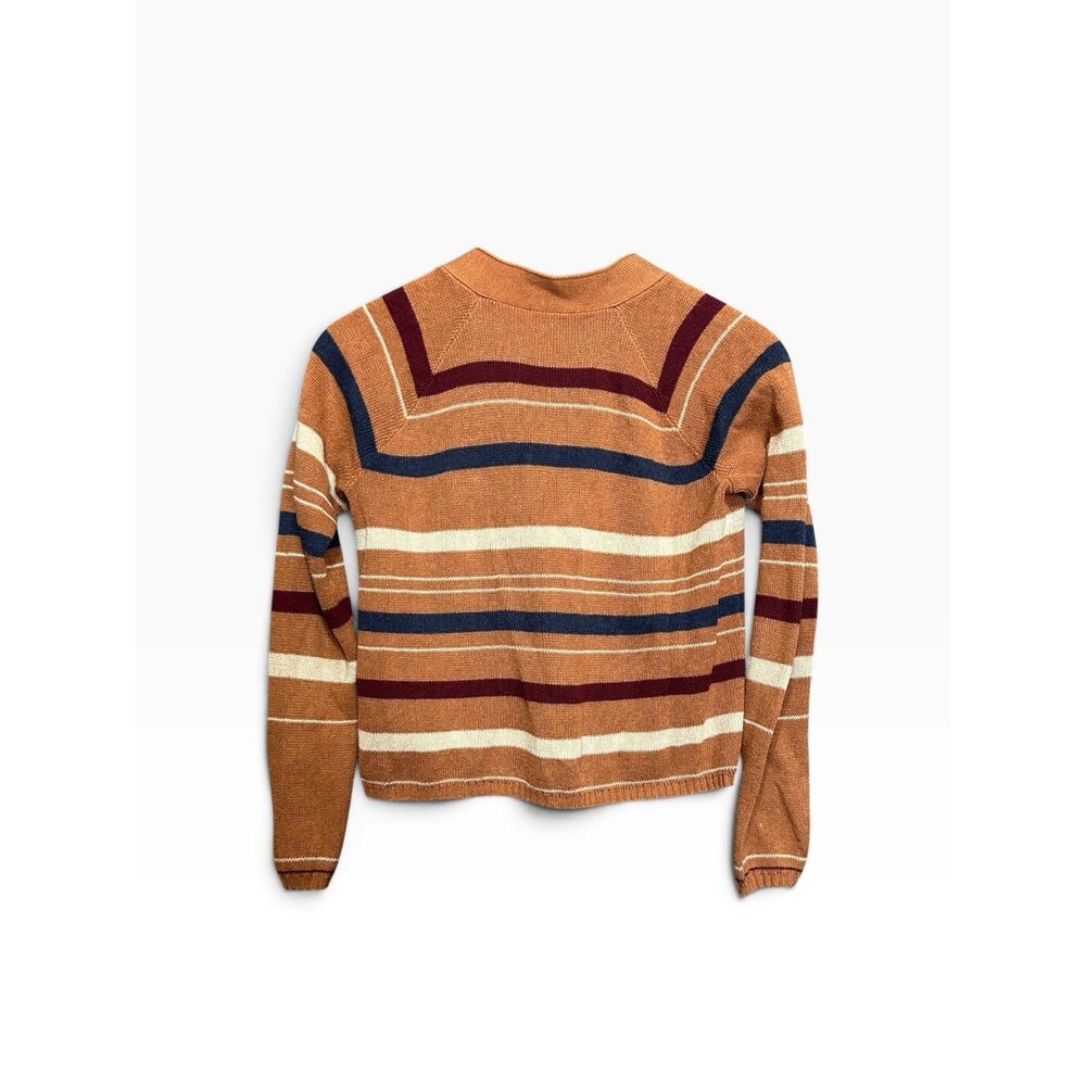 Pendleton Women’s Cardigan Sweater Small Brown Striped Button Front 100% Cotton - Picture 2 of 7